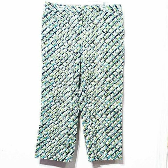 Liz Claiborne Golf Womens Audra Capri Pants Size 10 Green Black White - Picture 1 of 4